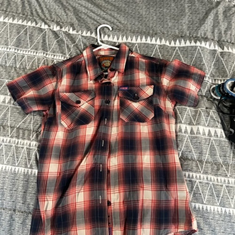 DIXXON Flannel Coral Sea Women's Short Sleeve Bamboo Shirt Small